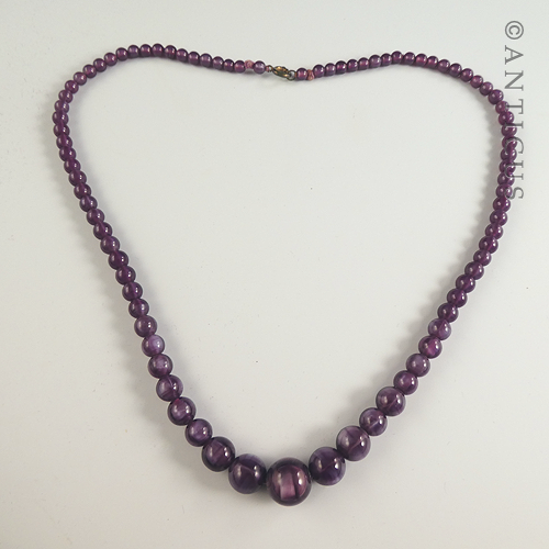 Amethyst-Glass Vintage Bead Necklace.