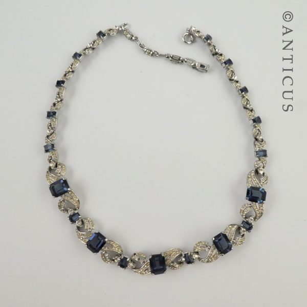 Costume Jewels Sapphire & Diamond Necklace, Bracelet Set.