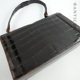 Vintage Dark Brown Crocodile Handbag.