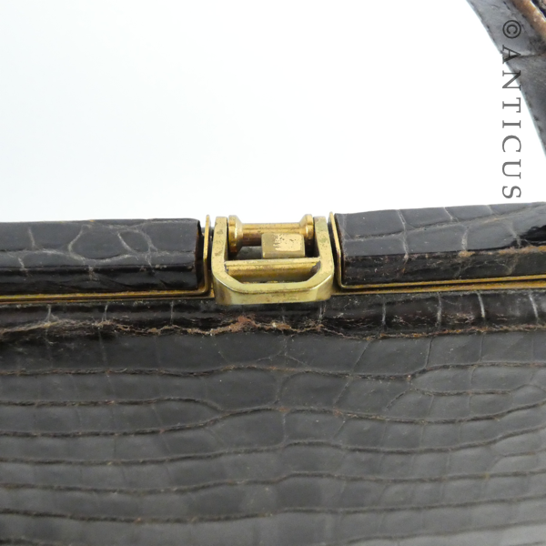 Vintage Dark Brown Crocodile Handbag.