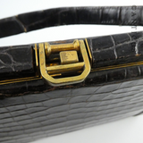 Vintage Dark Brown Crocodile Handbag.