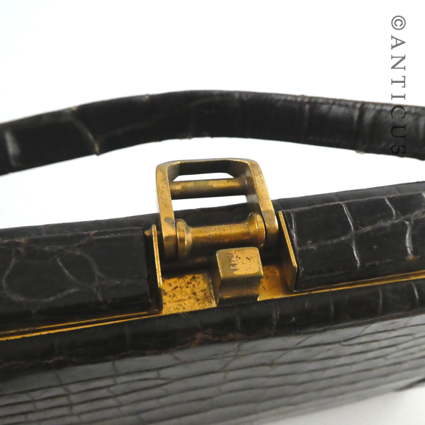 Vintage Dark Brown Crocodile Handbag.