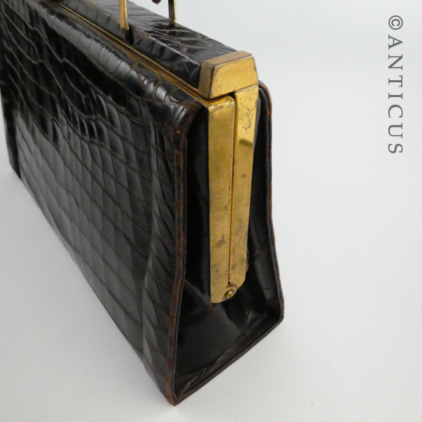 Vintage Dark Brown Crocodile Handbag.
