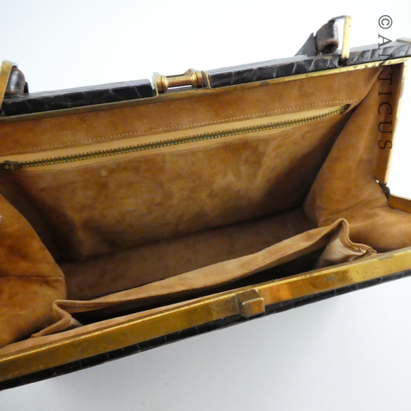Vintage Dark Brown Crocodile Handbag.
