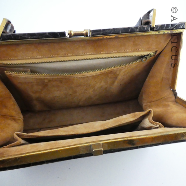 Vintage Dark Brown Crocodile Handbag.