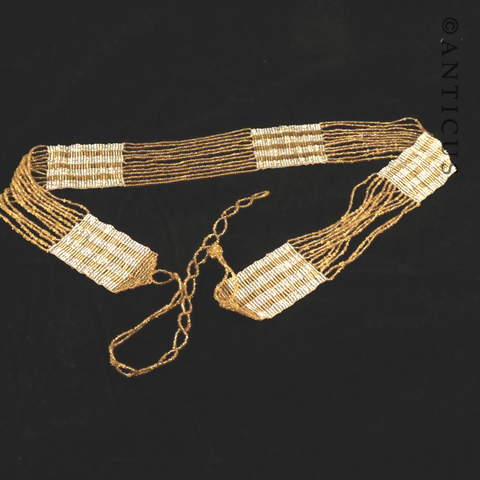 Glass Bead Vintage Striped Belt.