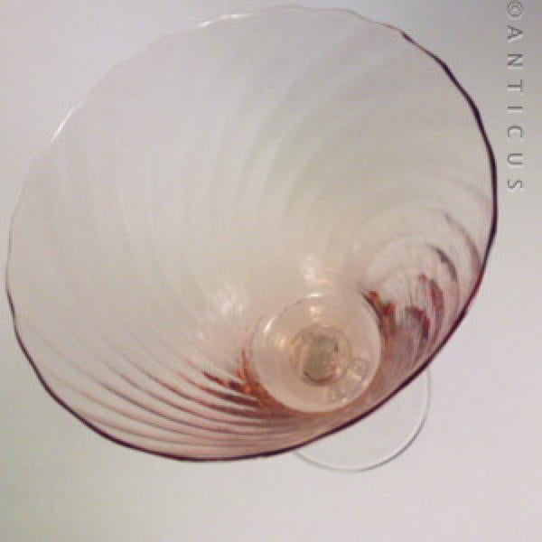 Large Peach Glass Goblet Vase, Retro.