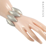 Brushed Silver Bracelet, Navette-Shaped Links.