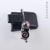 Sterling Silver and Pearl Koru Motif Earrings.