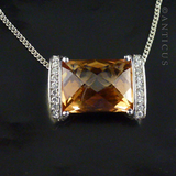 Large Golden Zirconia, on Sterling Silver Chain.