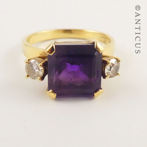 18ct Gold Amethyst and Diamond Ring. Anticus Antiques