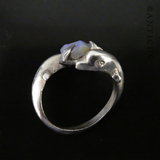 Silver Dolphin Ring, with Opal.