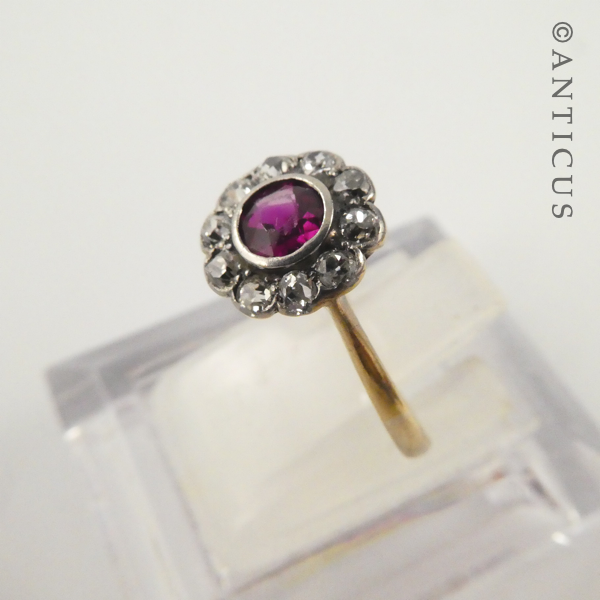 18ct Gold Ruby and Diamond Cluster Ring