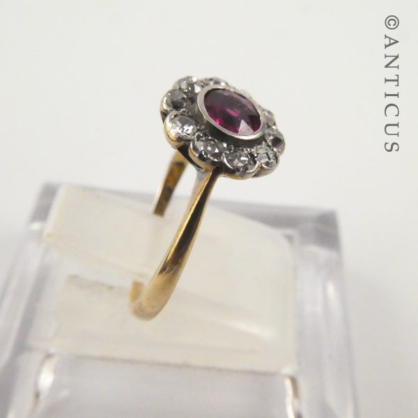 18ct Gold Ruby and Diamond Cluster Ring