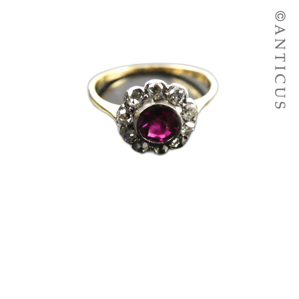 18ct Gold Ruby and Diamond Cluster Ring