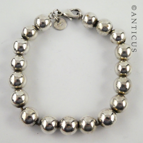 Sterling Silver Round Beads Bracelet and Earrings.