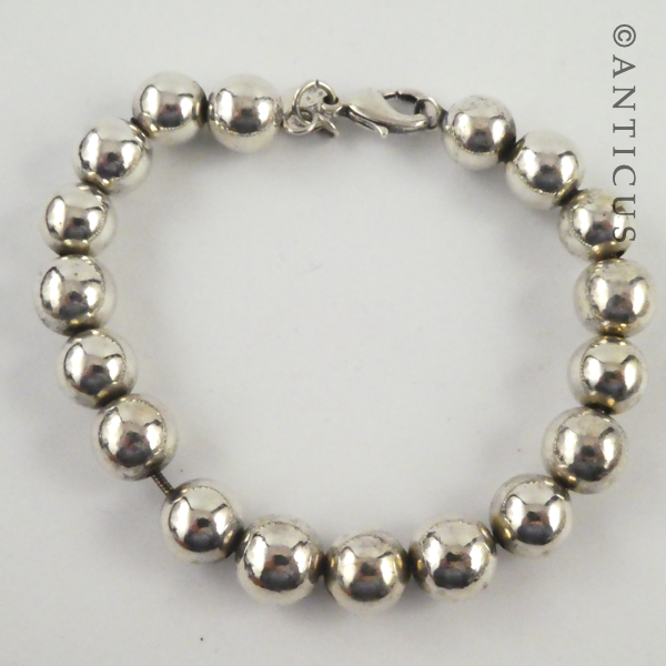 Sterling Silver Round Beads Bracelet and Earrings.