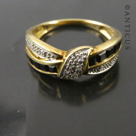 Gold, Diamond and Sapphire Knot Ring.