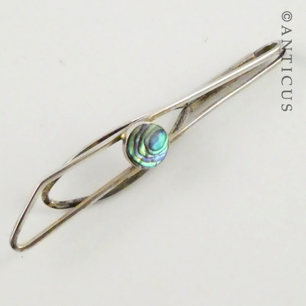 Silver and Paua Tie Slide, Vintage, by Ata'ahua.