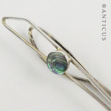 Silver and Paua Tie Slide, Vintage, by Ata'ahua.