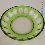 Vintage Green Overlaid Glass Lidded Bowl.