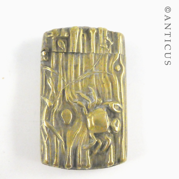Antique Japanese Brass Vesta Case.