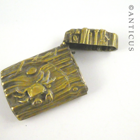 Antique Japanese Brass Vesta Case.