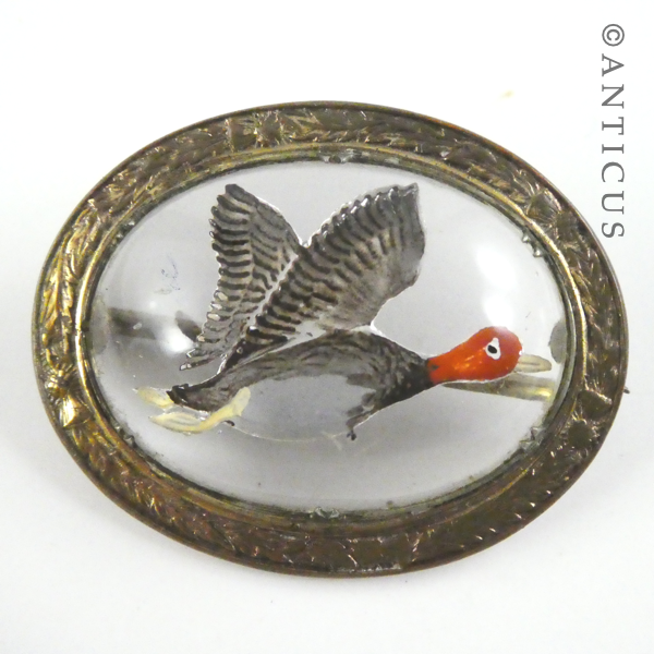 Antique Essex Crystal Duck Brooch