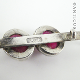Vintage Double Red Stones Brooch, Signed.