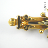 Late Victorian/Edwardian Bar Brooch, Gold and Garnet.
