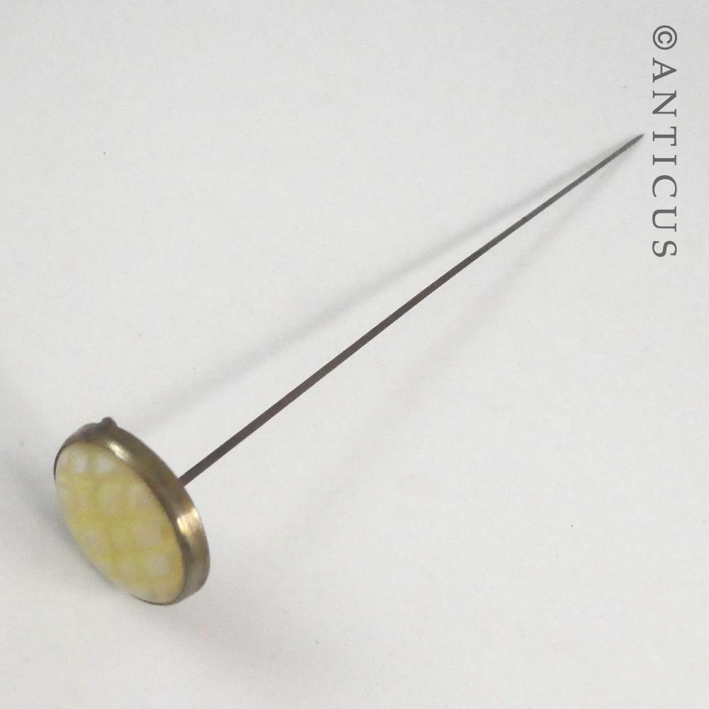 Long Hatpin with Vaseline Glass Top.