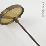 Long Hatpin with Vaseline Glass Top.