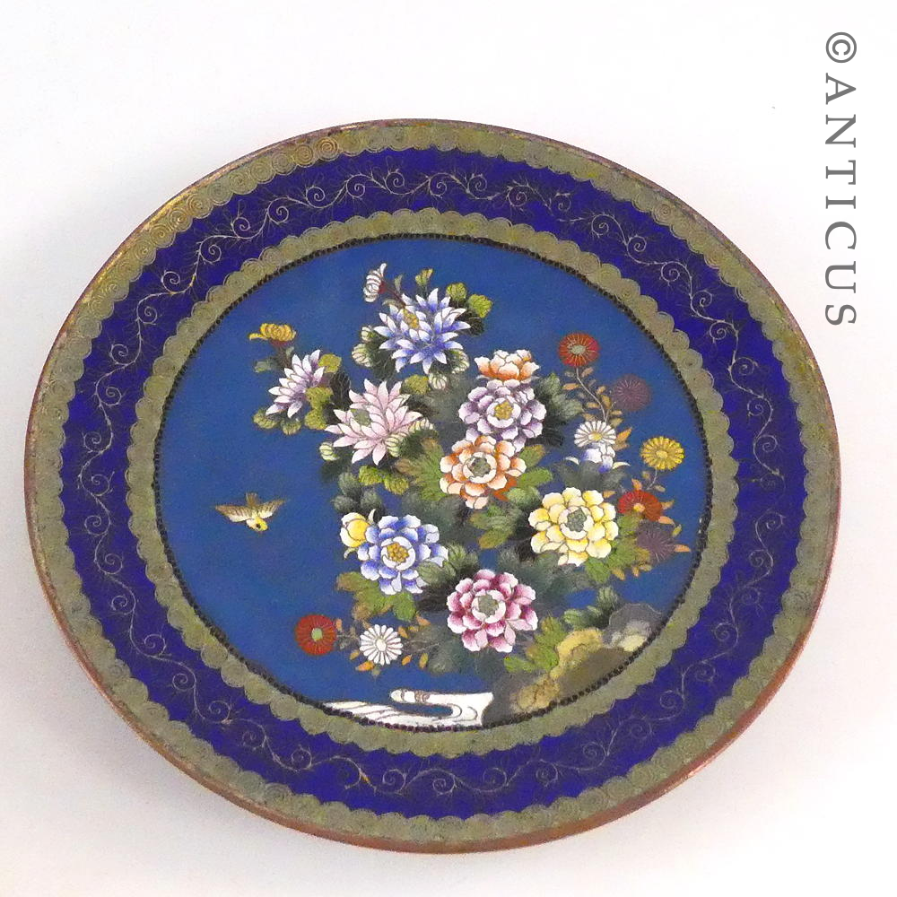 Fine Quality Cloisonné Plate, Floral Design.