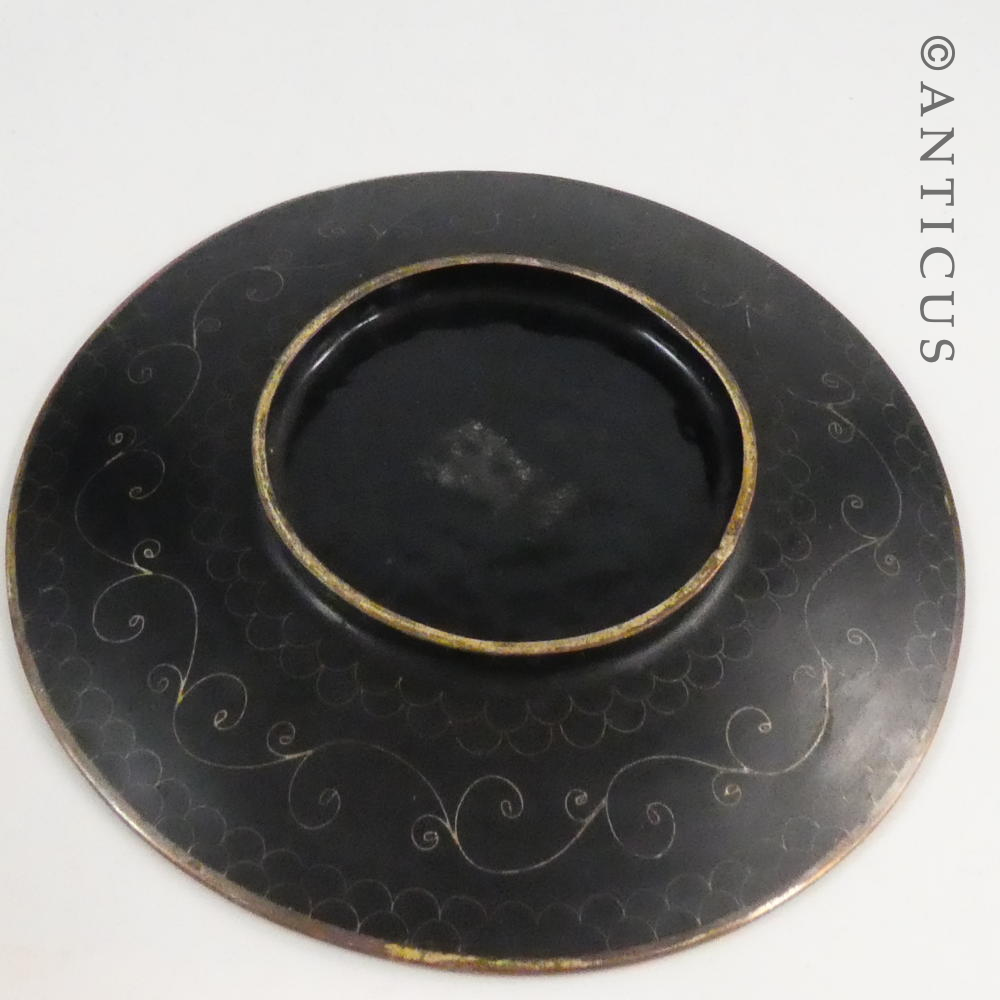 Fine Quality Cloisonné Plate, Floral Design.