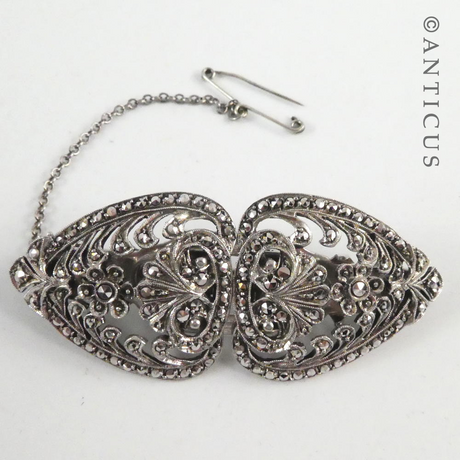 935 Silver and Marcasite Brooch converts Shoe Clips.