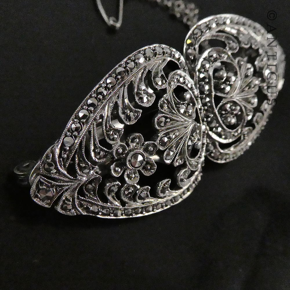 935 Silver and Marcasite Brooch converts Shoe Clips.