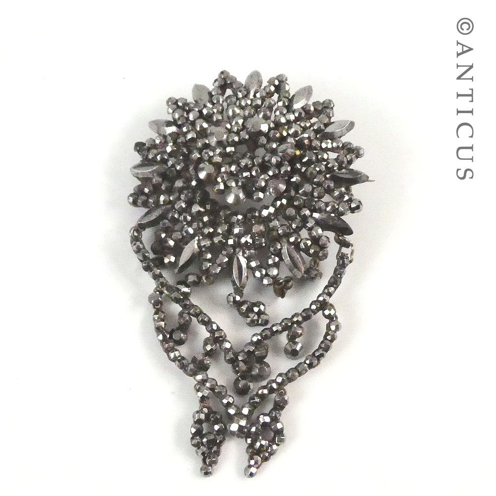 Georgian Period Cut Steel Brooch.