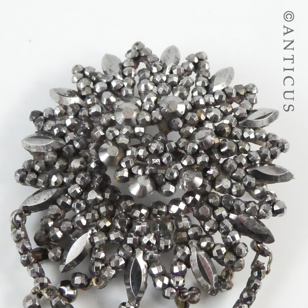 Georgian Period Cut Steel Brooch.