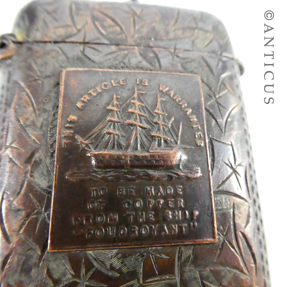 Edwardian Copper Vesta Case, from the Ship Foudroyant.