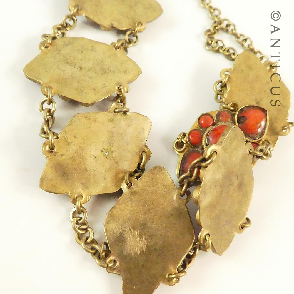 Tribal Silver Gilt and Coral Necklace.