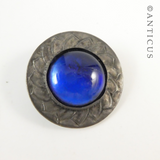 Arts & Crafts Brooch, with Blue Glass Cabochon.