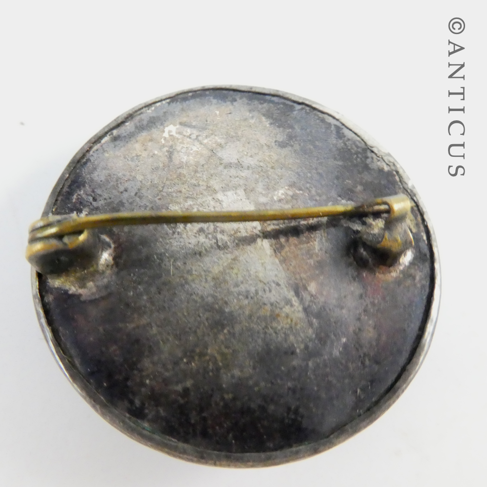 Arts & Crafts Brooch, with Blue Glass Cabochon.