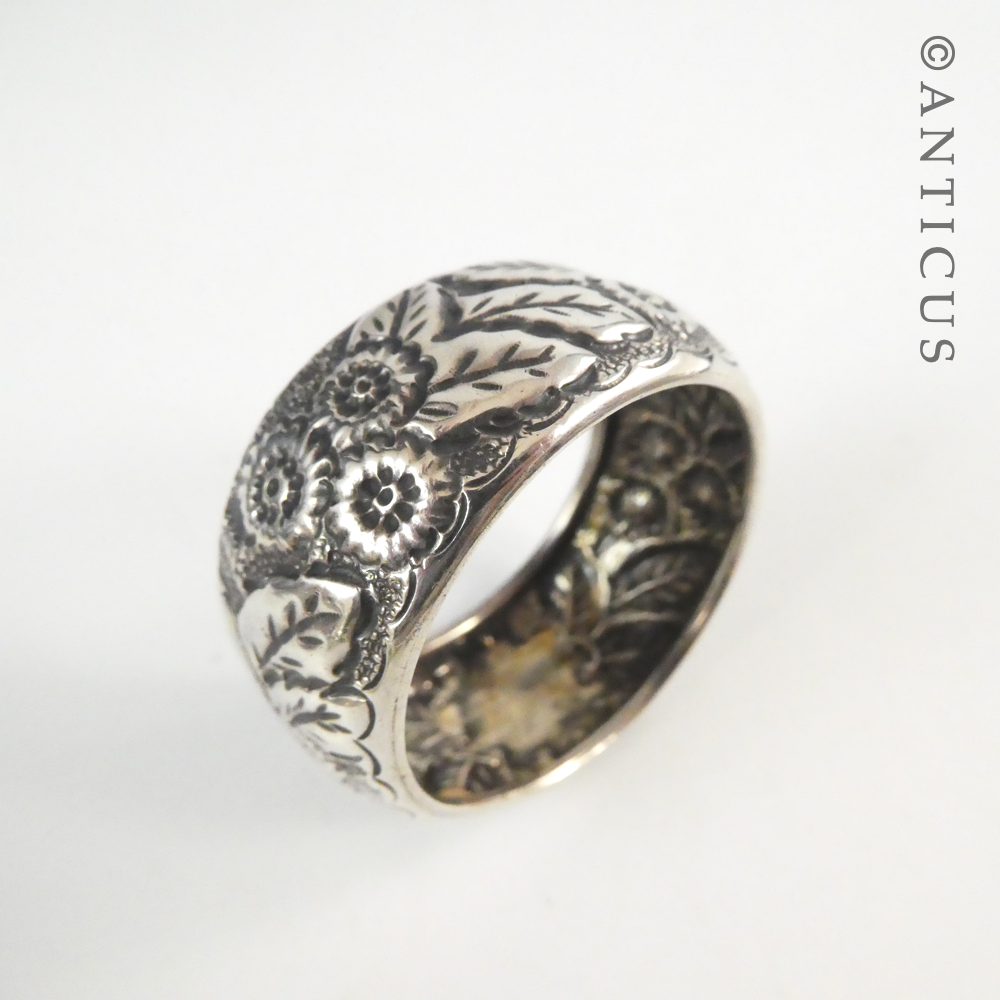 Sterling Silver Napkin Ring, Floral, 1898.