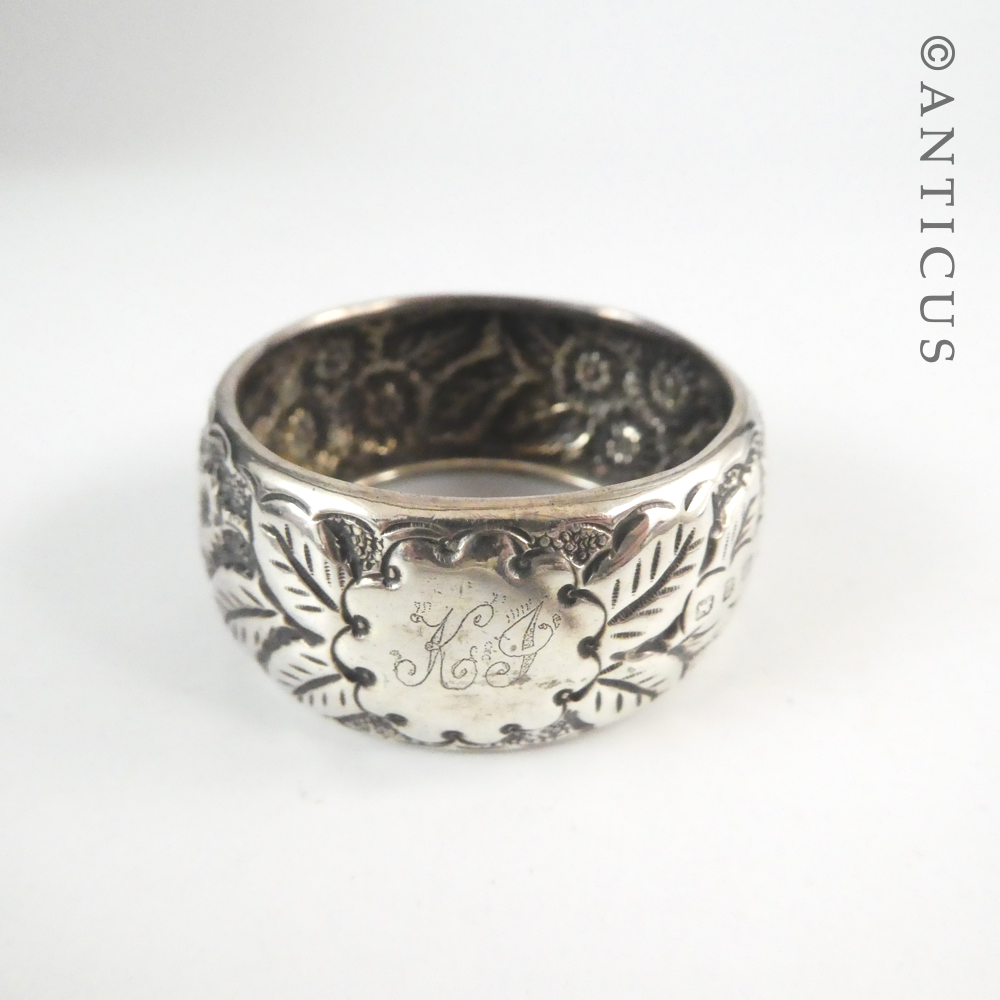 Sterling Silver Napkin Ring, Floral, 1898.
