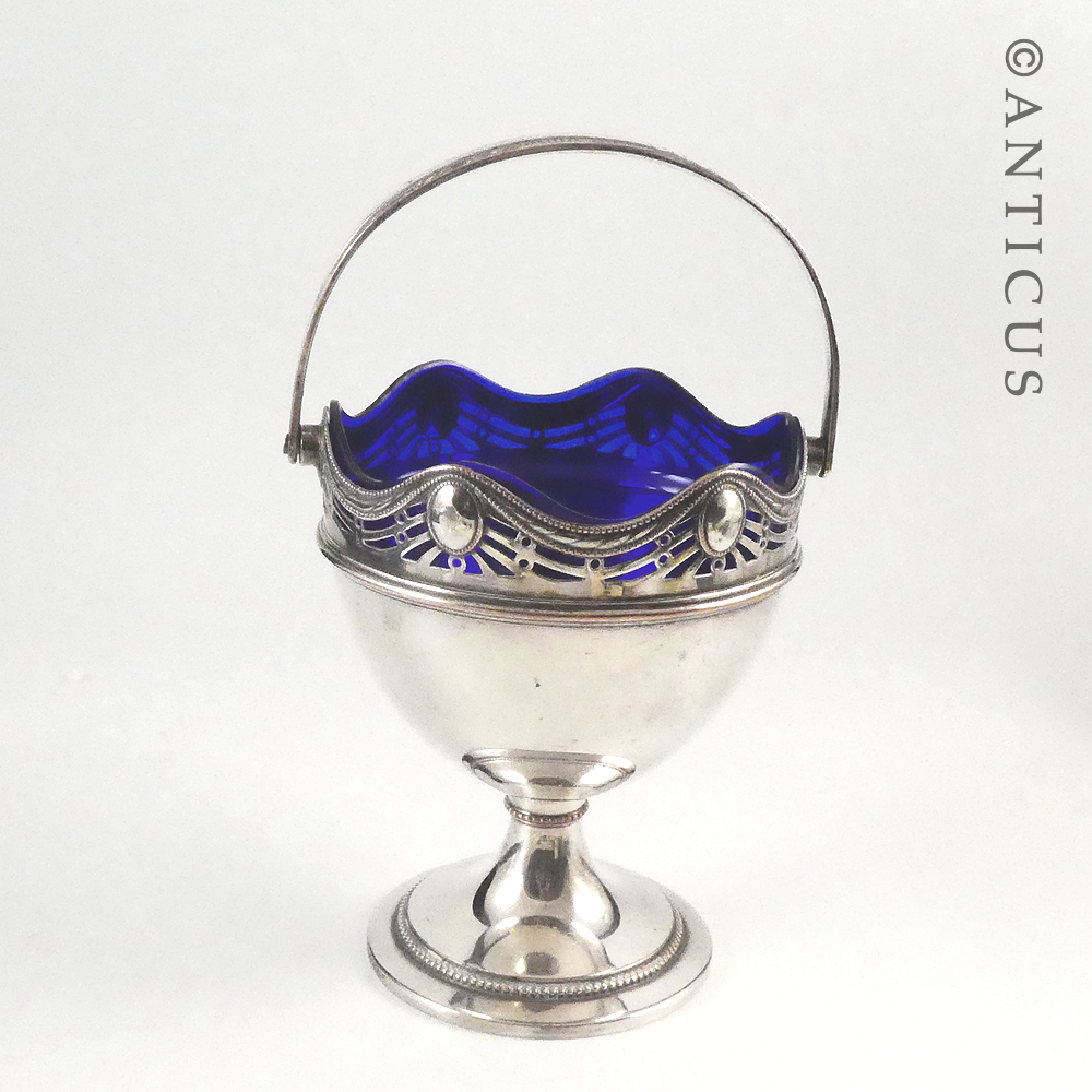 WMF Sugar Basket with Blue Glass Liner.