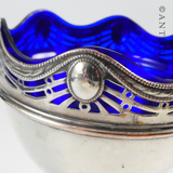 WMF Sugar Basket with Blue Glass Liner.