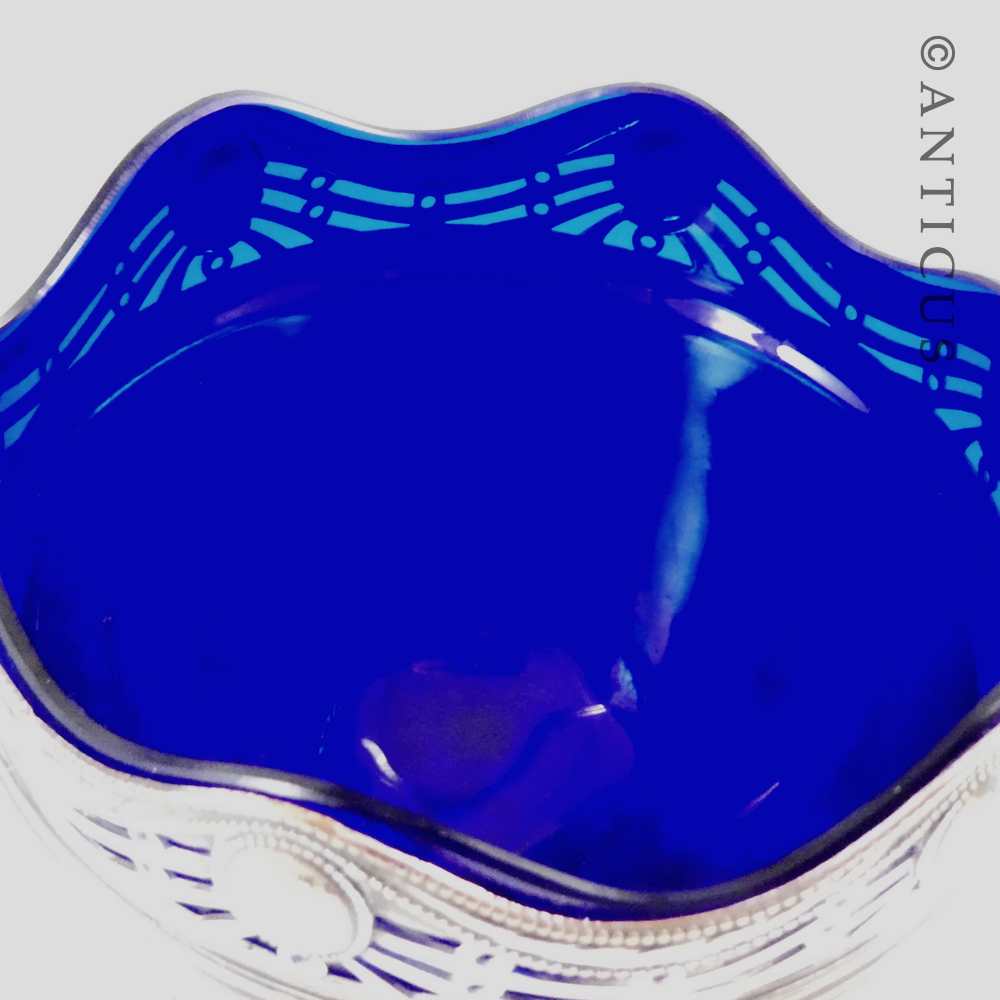 WMF Sugar Basket with Blue Glass Liner.