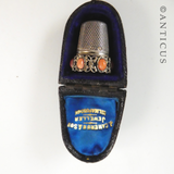 German Silver and Coral Antique Thimble.