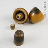 Mauchlineware Egg-Shaped Sewing Etui.