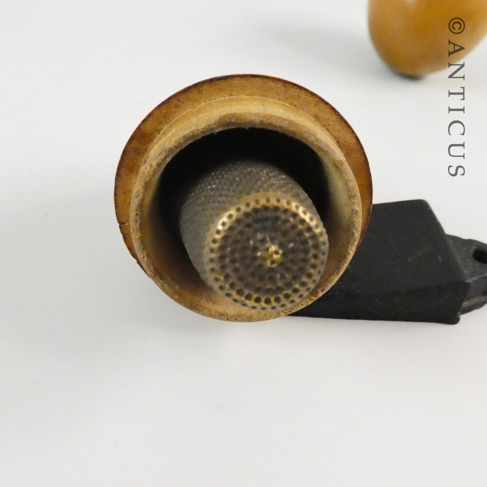 Mauchlineware Egg-Shaped Sewing Etui.